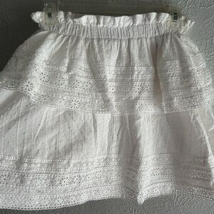 The Shirt by Rochelle Behrens White Cotton Eyelet Mini Skirt Size XS Cottagecore
